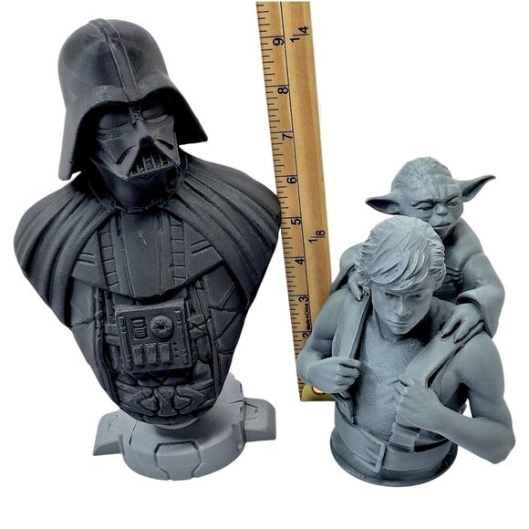Star Wars 3D Printed Darth Vader Luke Skywalker Yoda Bust Set Headphone Stand - Picture 10 of 11